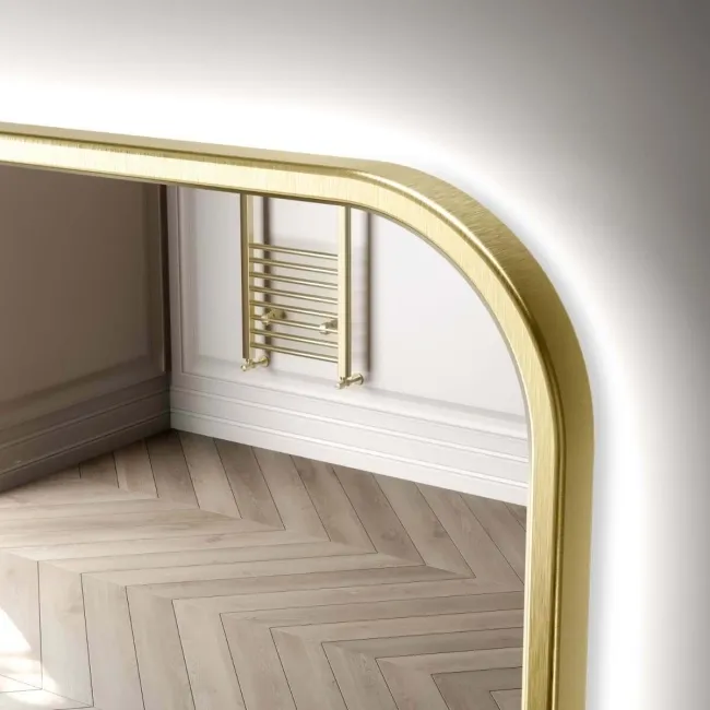 Olivia Brushed Brass Backlit llluminated LED Mirror 600x400mm