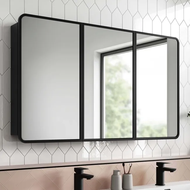 Olivia Black Framed Mirror Cabinet 710x1200mm