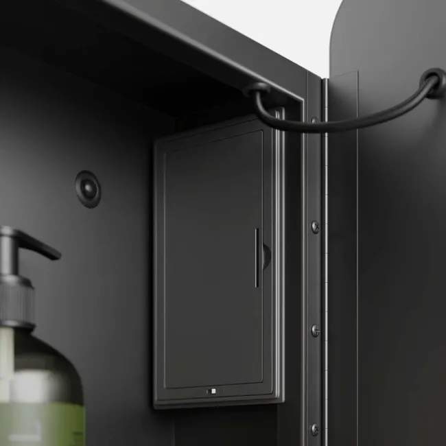 Olivia Battery Operated Black Framed Illuminated LED Mirror Cabinet 610x450mm