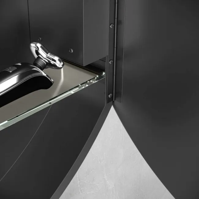 Mollie Black Framed Round Illuminated LED Mirror Cabinet 800mm