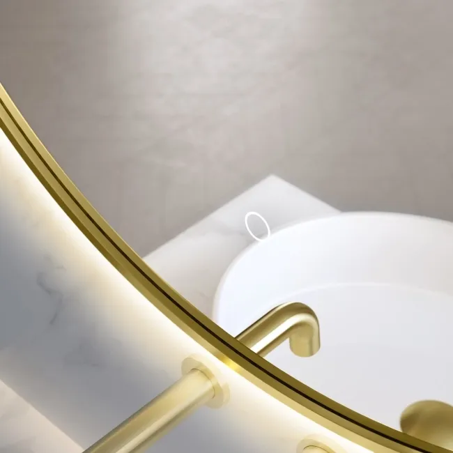 Delilah Brushed Brass Round Backlit Illuminated LED Mirror 500mm