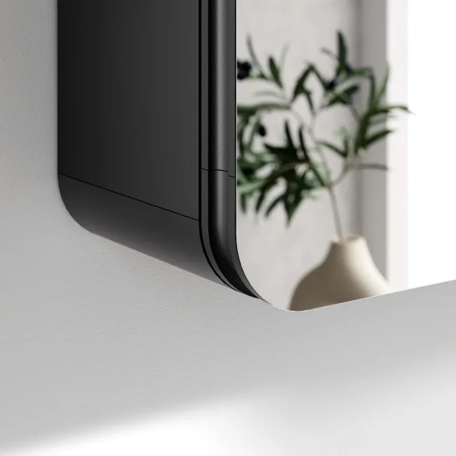 Aurora Matt Black Mirror Cabinet 700x600mm