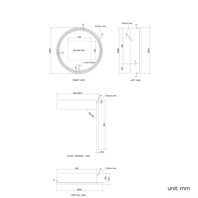 Mollie Matt Brass Round Illuminated LED Mirror Cabinet 500mm