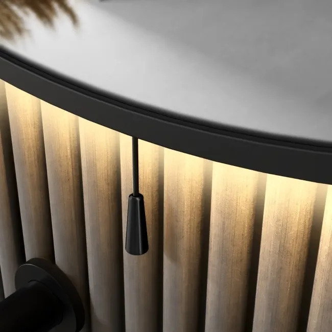 Delilah Battery Operated Black Framed Round Backlit LED Mirror 600mm