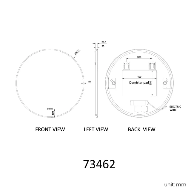 Delilah Brushed Brass Round Backlit LED Mirror With BLUETOOTH Speaker 800mm