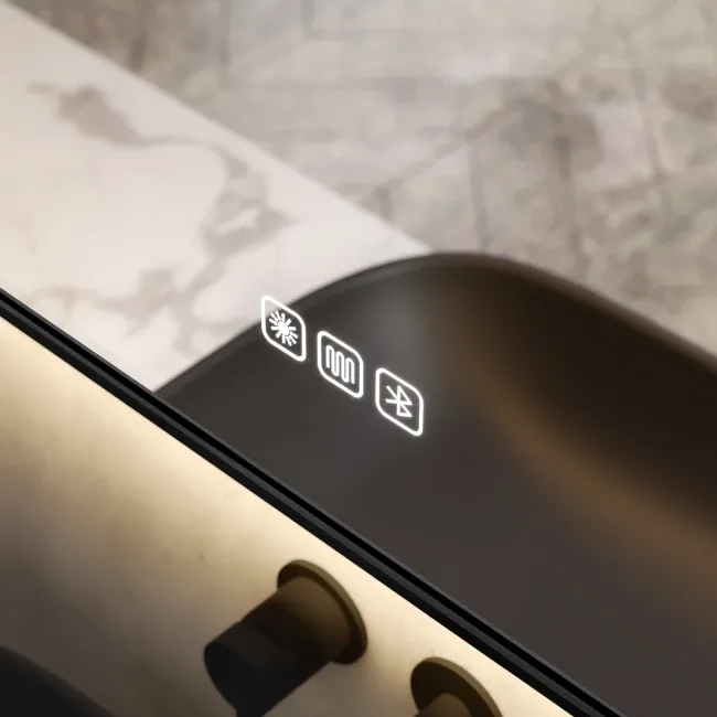 Mila Black Framed Backlit Illuminated LED Mirror With BLUETOOTH Speaker 600x1000mm