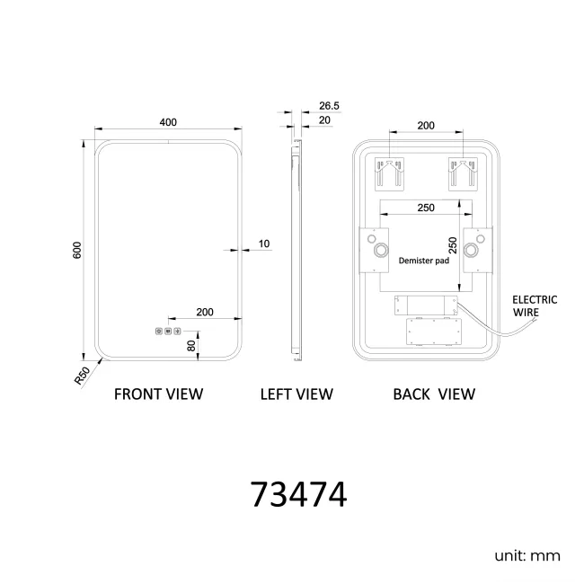 Mila Brushed Brass Backlit Illuminated LED Mirror With BLUETOOTH Speaker 600x400mm