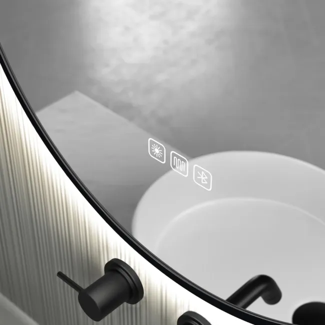 Ada Black Framed Backlit Illuminated LED Mirror With BLUETOOTH Speaker 900x500mm