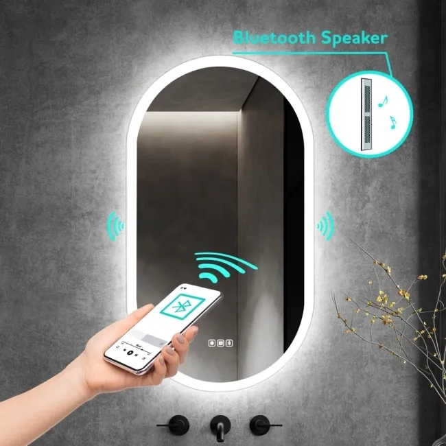 Alisha Oval Illuminated LED Mirror With BLUETOOTH Speaker 900x500mm