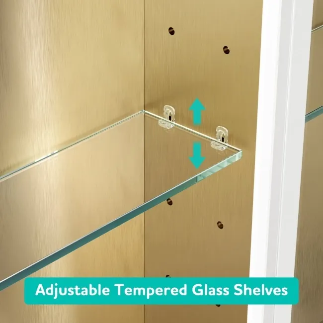 Willow Brushed Brass Illuminated LED Mirror Cabinet With BLUETOOTH Speaker & USB Port 700x1200mm