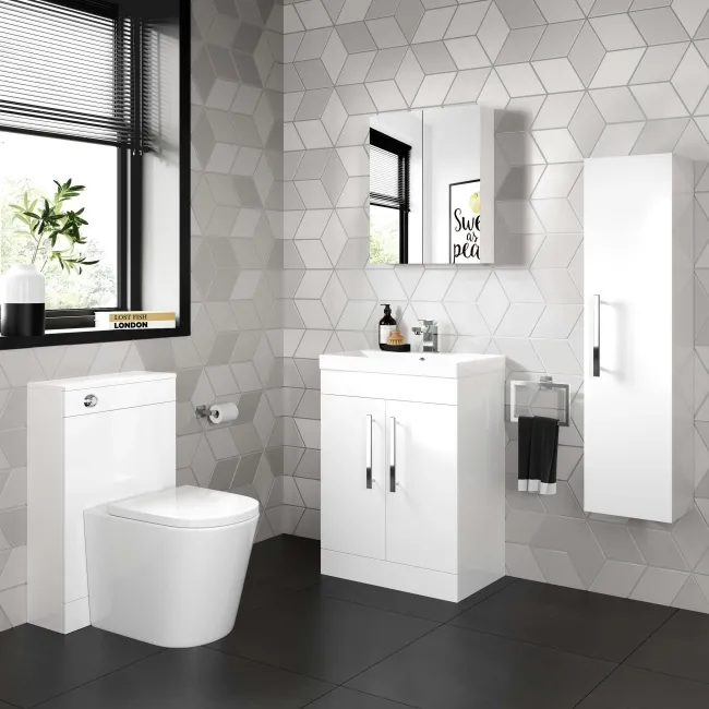 Avon & Trent Gloss White Slimline Back To Wall Toilet Unit 500mm