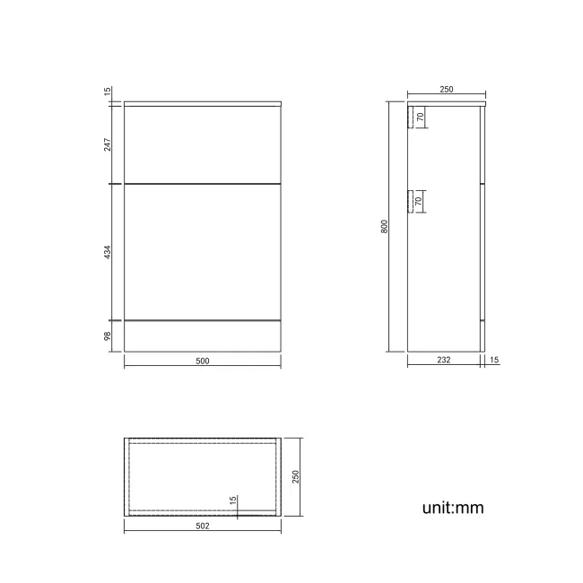 Midnight Green Slimline Back To Wall Toilet Unit 500mm