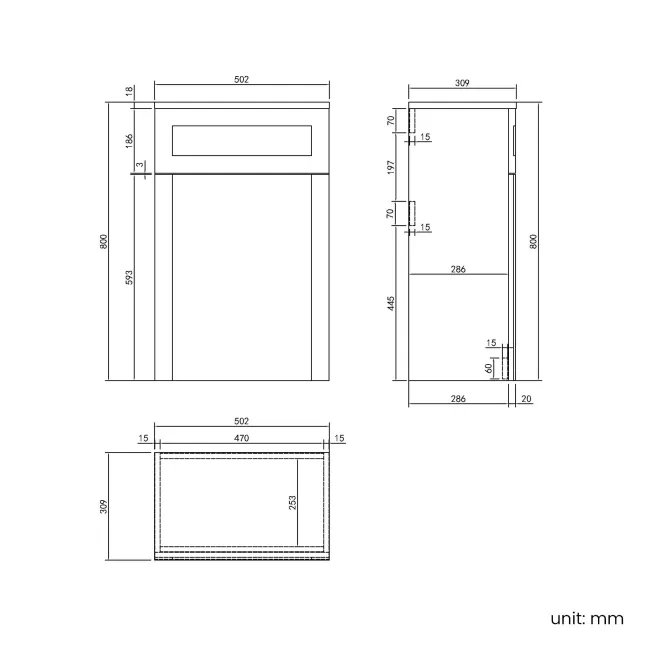 Capri Mystic Green Back To Wall Toilet Unit 500mm