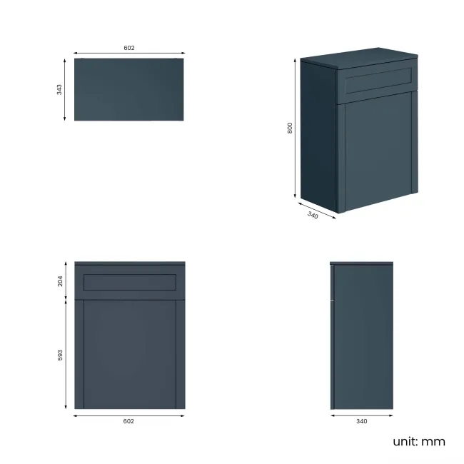 Capri Navy Blue Back To Wall Toilet Unit 600mm