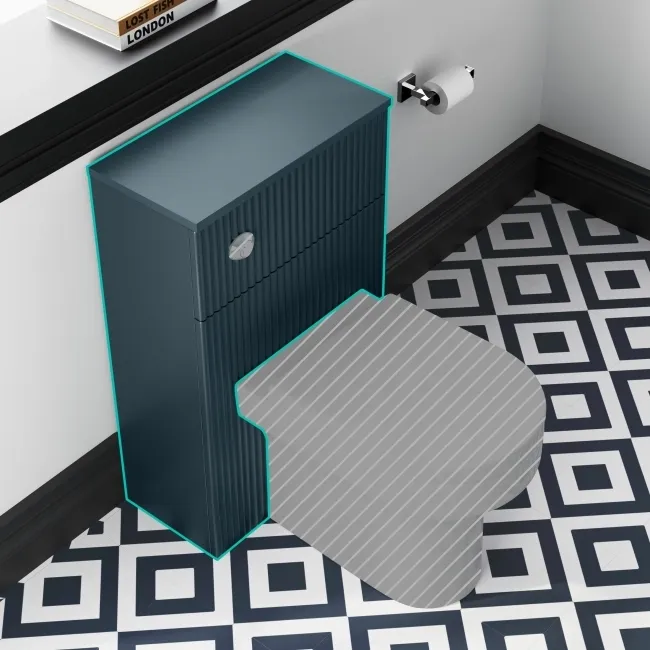 Crete Fluted Navy Blue Slimline Back To Wall Toilet Unit 500mm