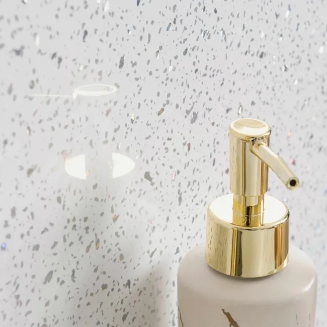 Trepanel Aqua® White Sparkle Quartz Effect PVC Shower Wall Panel