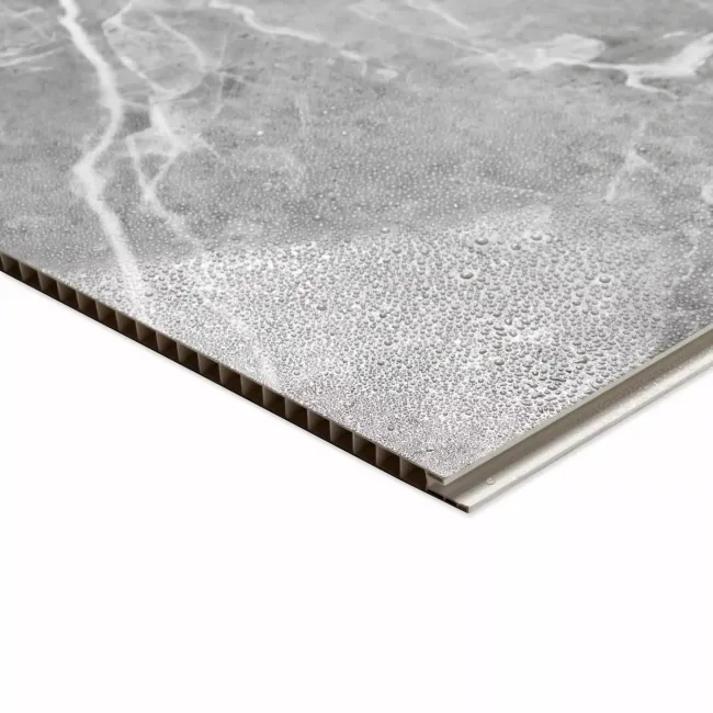 Trepanel Aqua® Gloss Grey Marble Effect PVC Shower Wall Panel
