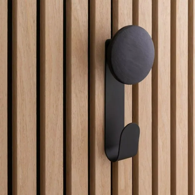 Trepanel Customise® Wooden Hanger Black Vertical Metal Hook