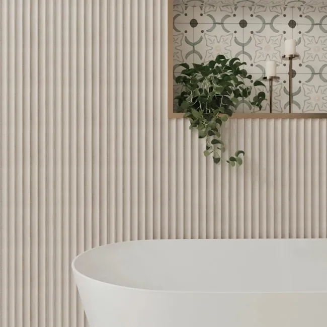 Trepanel Aqua 3D® Waterproof Ivory Stone Effect Reeded Wall Panel 3 Pack (Covers 1.80 SQM)