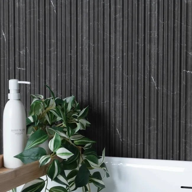 Trepanel Aqua 3D® Waterproof Dark Grey Marble Effect Grooved Wall Panel 3 Pack (Covers 0.87 SQM)