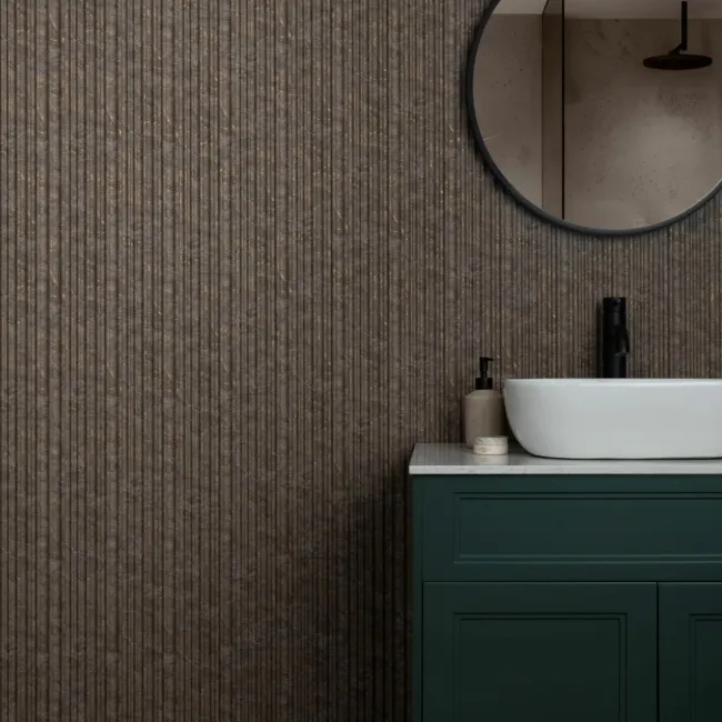 Trepanel Aqua 3D® Waterproof Medium Grey/Gold Marble Effect Grooved Wall Panel 3 Pack ( Covers 0.87 SQM)