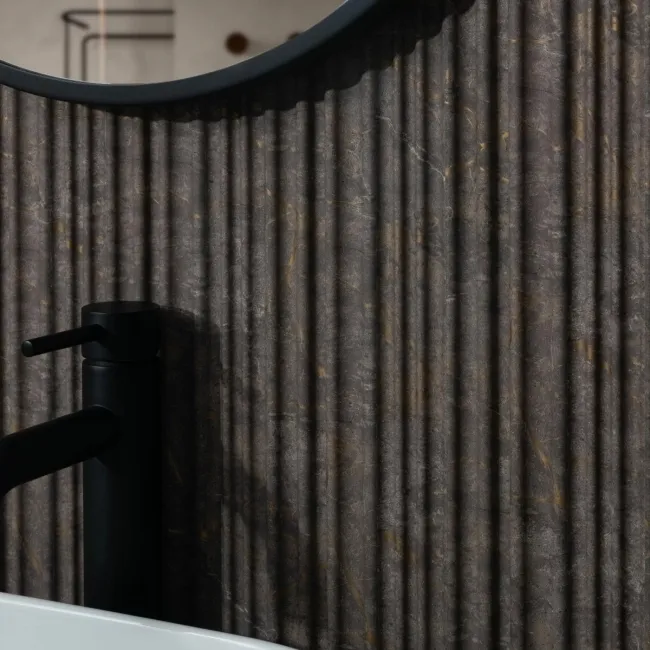 Trepanel Aqua 3D® Waterproof Medium Grey/Gold Marble Effect Grooved Wall Panel 3 Pack ( Covers 0.87 SQM)