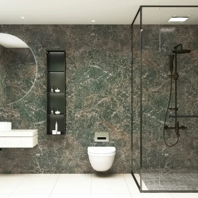 Trepanel Aqua Luxe® Green Dramatic Marble Effect Embossed Gloss SPC XXL Wall Panel