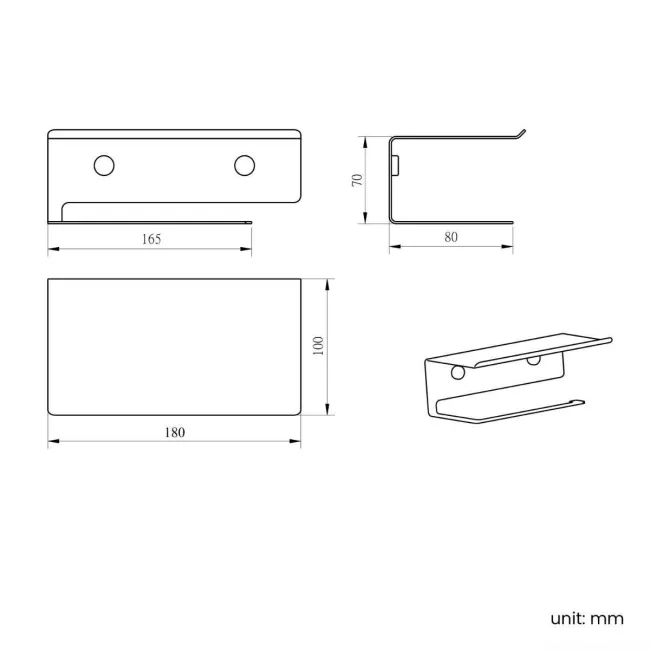 Remi Easy Fix Brushed Brass Toilet Roll Holder with Shelf