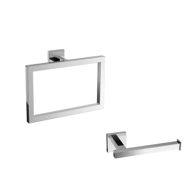 Isla Chrome Toilet Roll Holder & Towel Ring