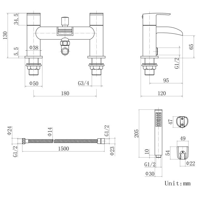 Eden Chrome Waterfall Basin & Shower Bath Mixer Tap Set