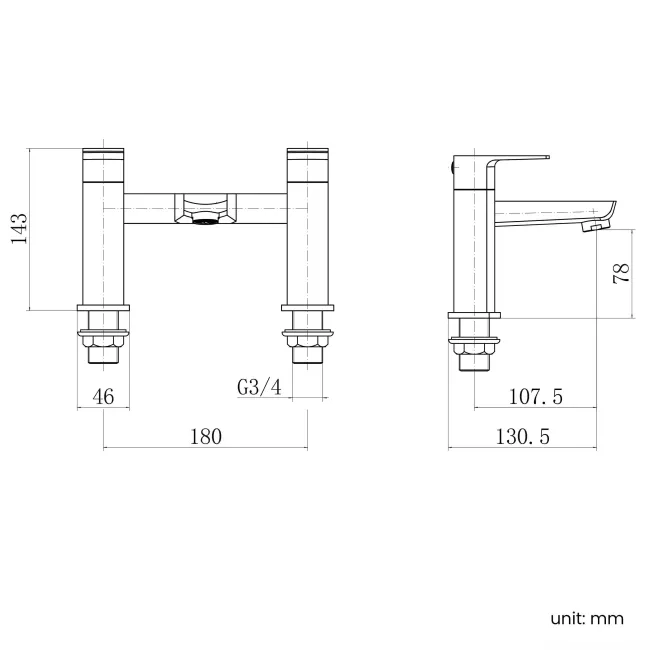 Soar Chrome Basin & Bath Mixer Tap Set