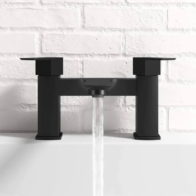 Mersey Matt Black Basin & Bath Mixer Tap Set