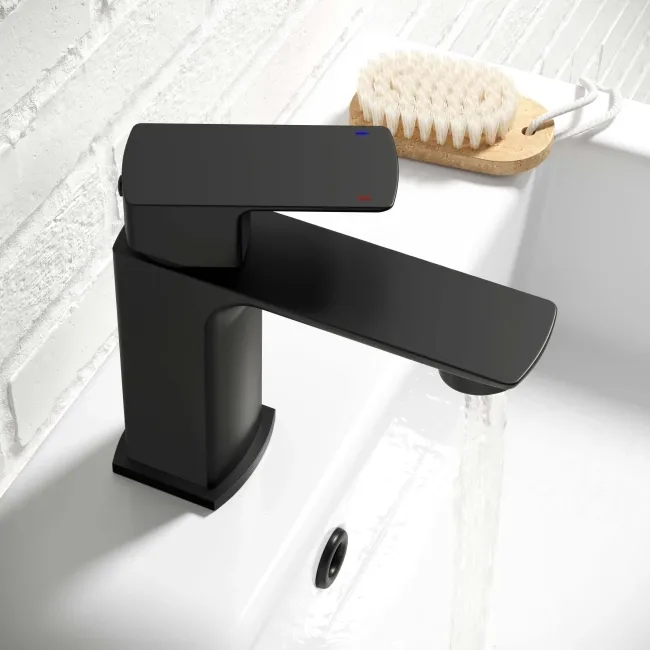 Mersey Matt Black Basin & Shower Bath Mixer Tap Set