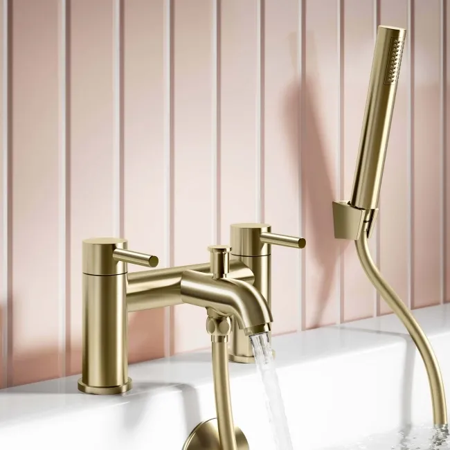 Trent Brushed Brass Basin & Shower Bath Mixer Tap Set