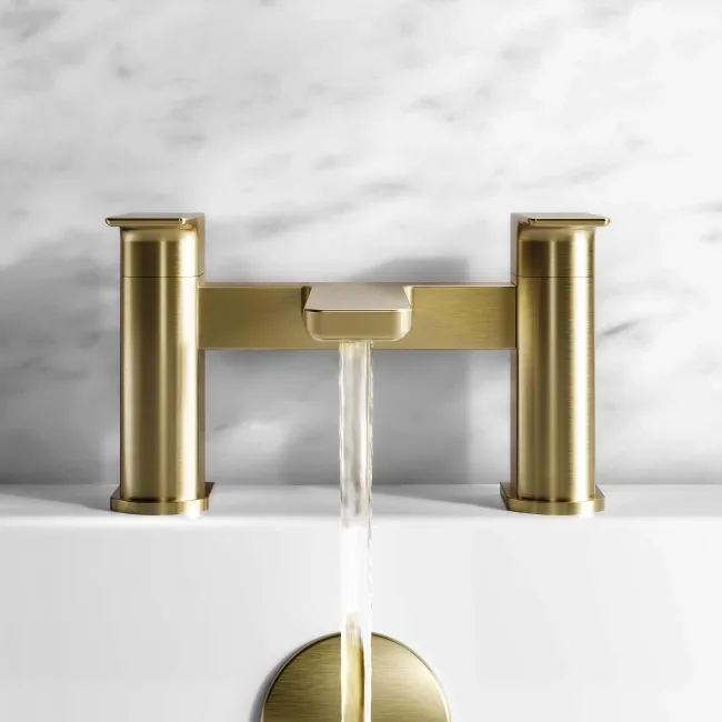 Soar Brushed Brass Basin & Bath Mixer Tap Set