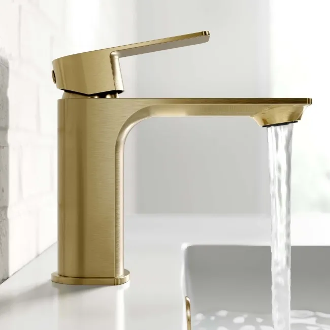 Lune Brushed Brass Basin & Bath Mixer Tap Set