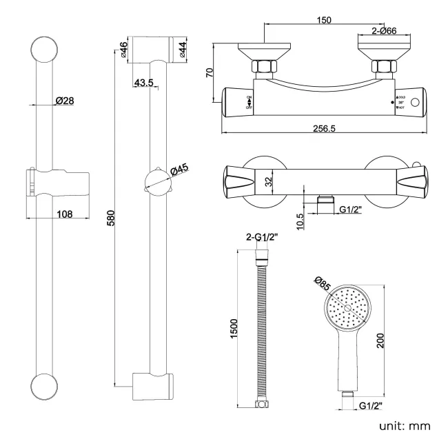 Lismore Round Thermostatic Shower Set