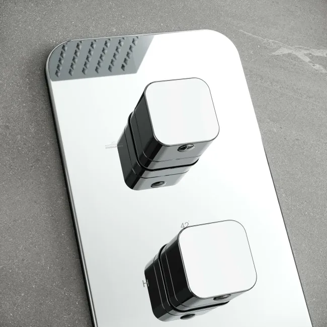 Galway Premium Ceiling Chrome Square Thermostatic Shower Set - 300mm Head & Hand Shower