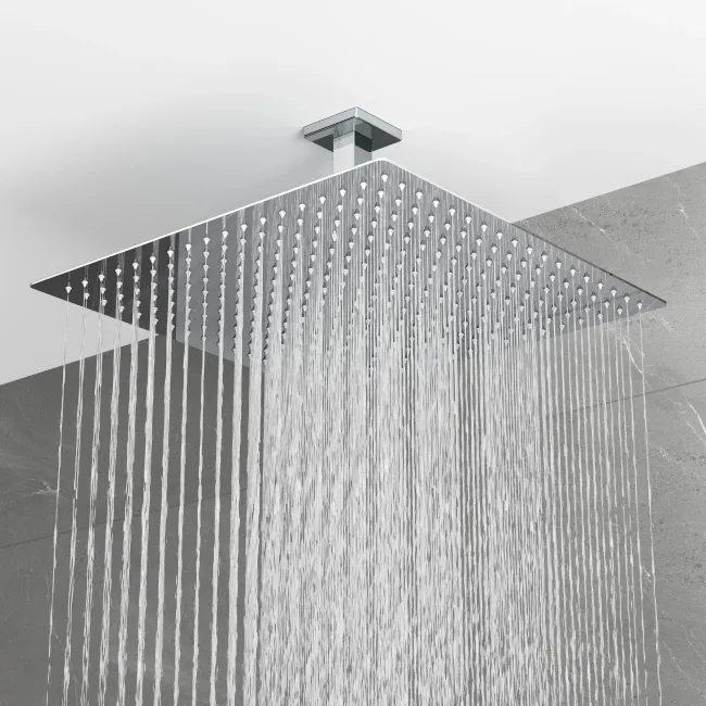 Galway Premium Ceiling Chrome Square Thermostatic Shower Set - 400mm Head & Hand Shower