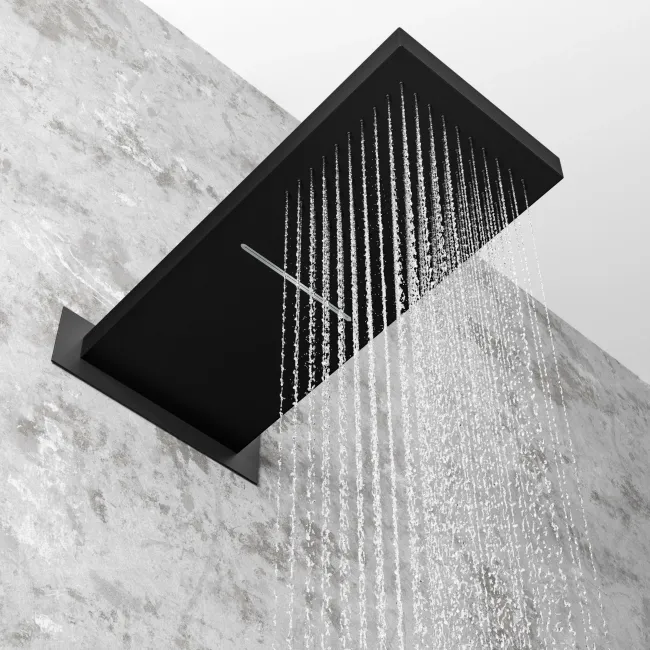 Galway Premium Matt Black Square Thermostatic Waterfall Shower Set