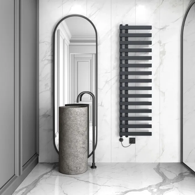 Palermo Electric Anthracite Designer Heated Towel Rail 1600x450mm