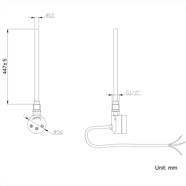 Seville Electric Matt Black Designer Flat Panel Heated Towel Rail 1200x450mm