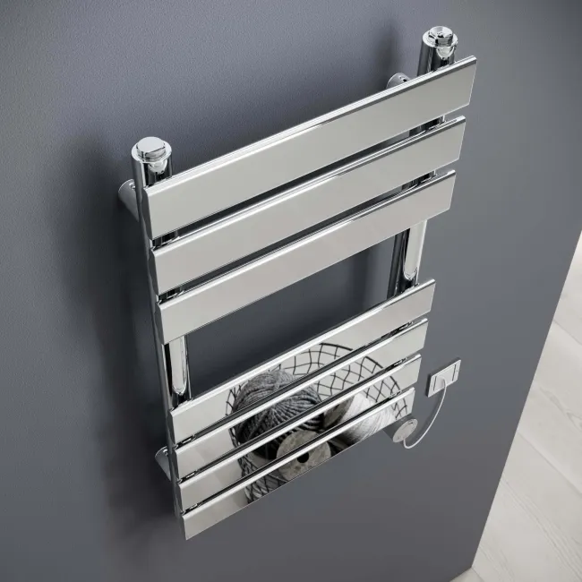 Santorini Electric Chrome Flat Panel Heated Towel Rail 650x400mm