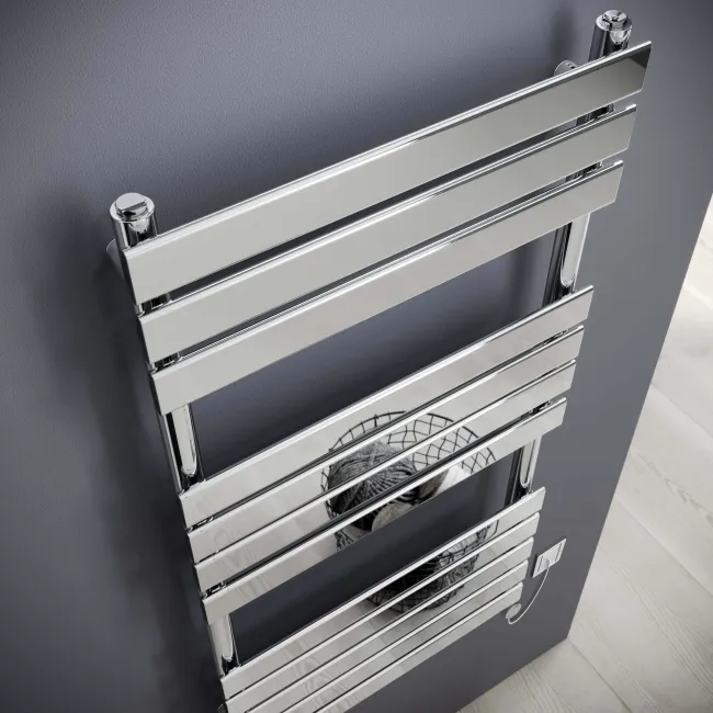 Santorini Electric Chrome Flat Panel Heated Towel Rail 1200x600mm