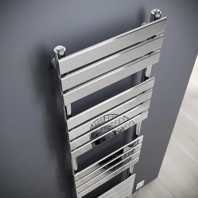 Santorini Electric Chrome Flat Panel Heated Towel Rail 1600x450mm