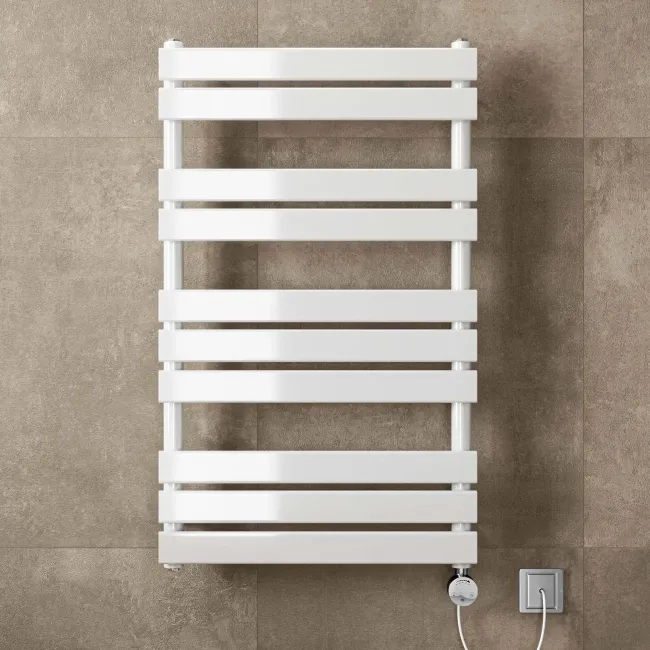 Santorini Electric White Flat Panel Heated Towel Rail 1000x600mm