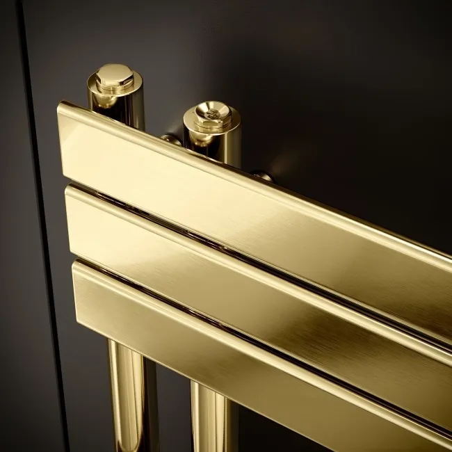 Seville Electric Brushed Brass Designer Flat Panel Heated Towel Rail 800x450mm