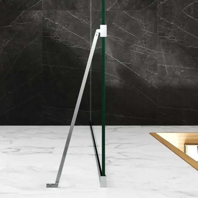 Copenhagen Easy Clean 8mm Wet Room Shower Glass 1200mm & 250mm Pivotal Return Panel