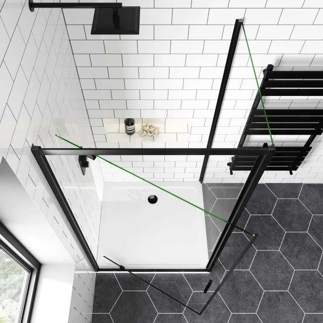 London Matt Black 6mm Pivot Shower Enclosure 1000x800mm