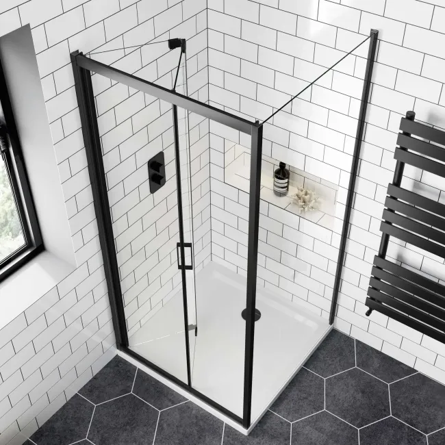 London Matt Black 6mm Bifold Shower Enclosure 900x900mm